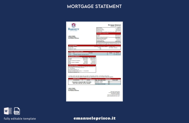 modello di estratto conto ipotecario bancario Dominica Barnett Capital in stile 